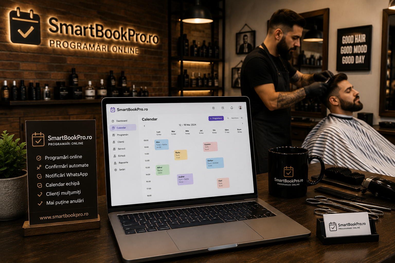 Programări online pentru barber shop în SmartBookPro