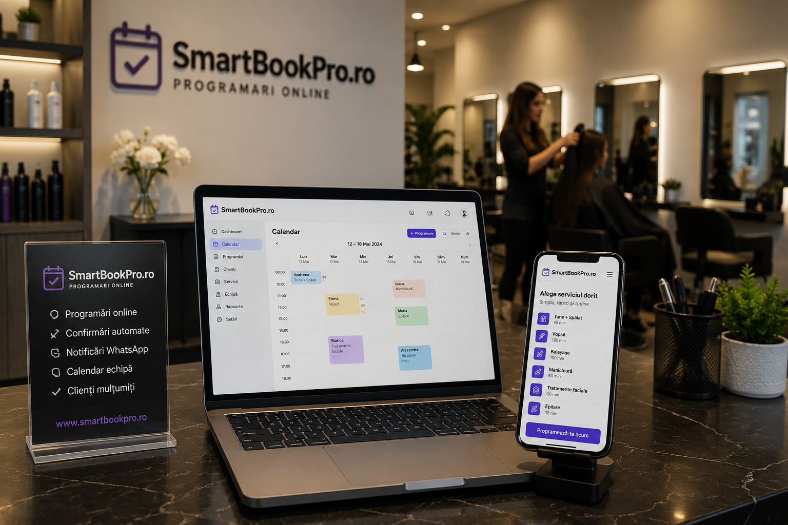 Programări online pentru hair salon în SmartBookPro